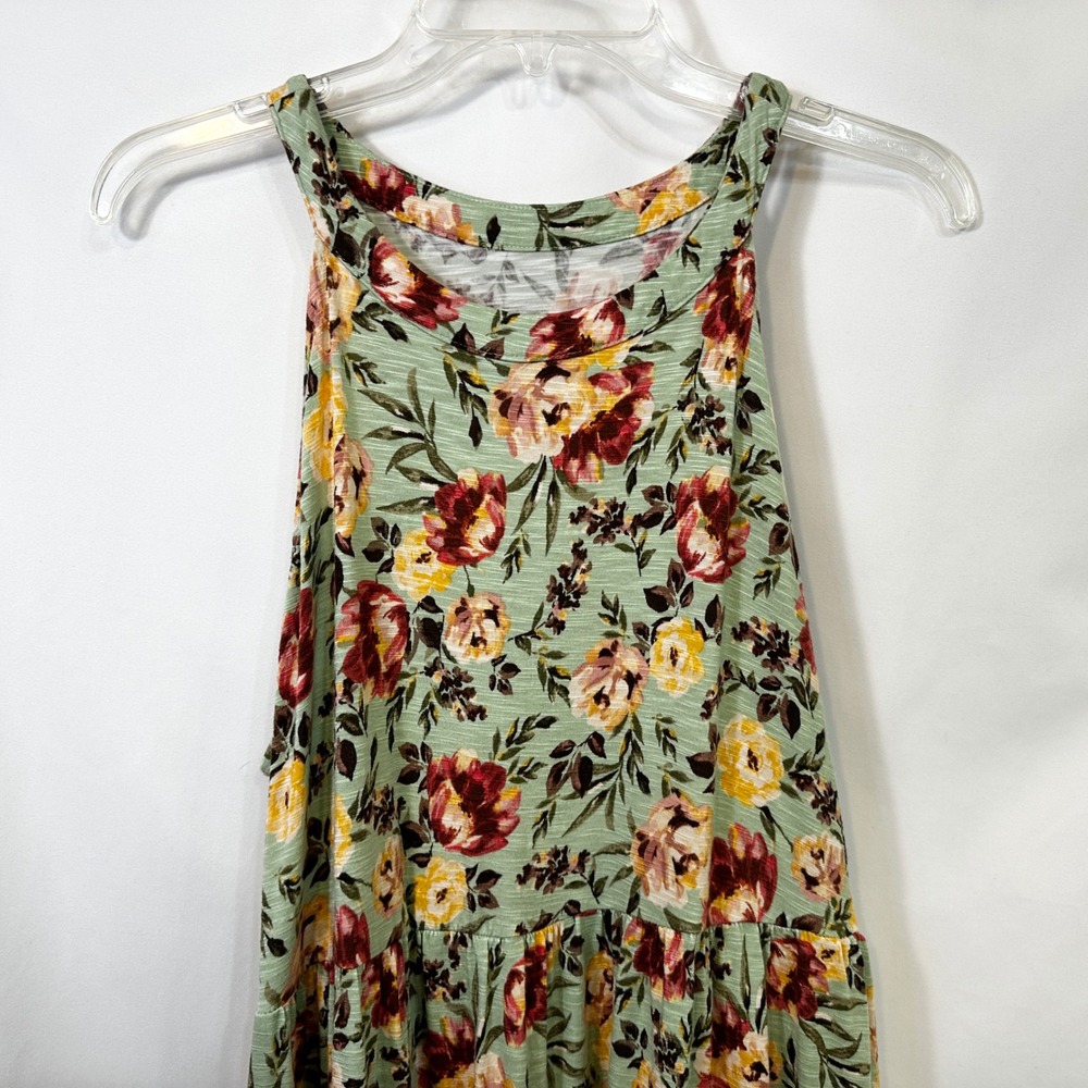 Torrid‎ Super Soft Plus Size 3X Tank Top Green Floral Tiered Babydoll Swing 467 - Picture 5 of 10